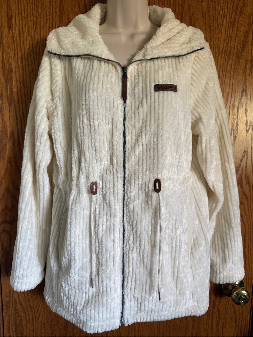 Columbia Fire Side II Sherpa Fleece Zip Front Jacket Cream Color Women's Size Lg